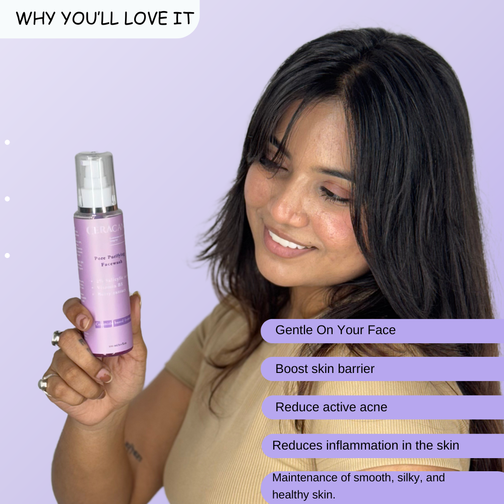 Ceracan Facewash | Pore Purifying Facewash | 2% Salicylic Acid - Vitamin B5 + Ceramides|